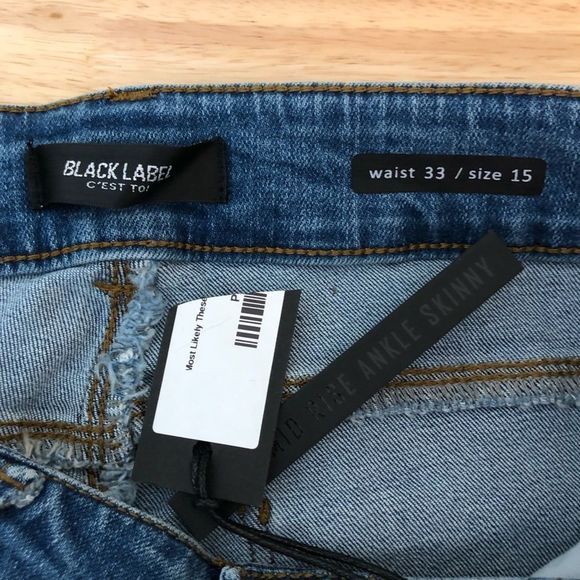 Black Label c’est toi Mid Rise Ankle Skinny Distressed Jeans size 15/33 NWT - Picture 8 of 12